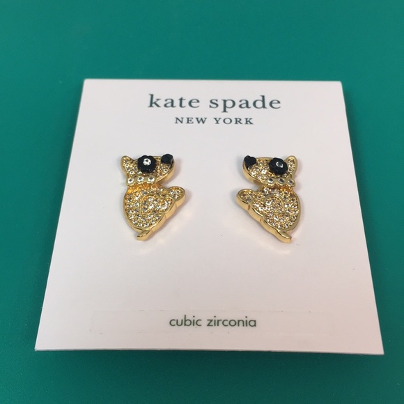 💛NWT KATE SPADE/GOLD MILO DOG EARRINGS W ZIRCONIA - Picture 5 of 15